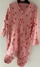 Up To 1 Month ~ 10 Lbs~ Pink Strawberry Themed Cott Sleepsuit 