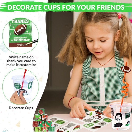 Football Party Favors 108 PCS Football Spinner Wristband Keychain Straws for Kid - Picture 3 of 5