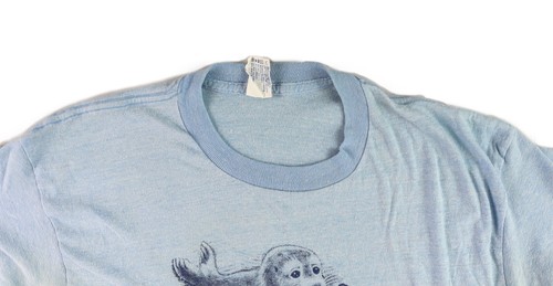 VTG 1985 USA Youth XL Monterey California Seal Sea Lion Light Blue Soft T-Shirt - Picture 5 of 12