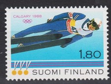 Francobollo Olimpico Salto Sci Calgary 3 Metalli Oro Matti Nykanen Finlandia MNH 1988