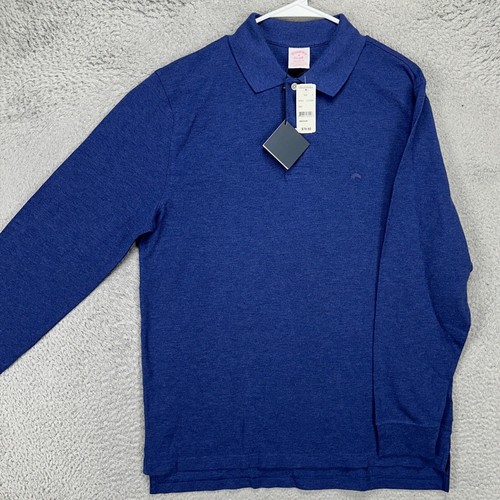Brooks Brothers Mens Performance Polo Shirt Medium Blue Supima Cotton Rugby NEW