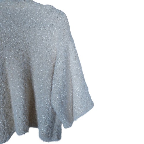 Sleeping on Snow Anthropologie Womens Cardigan Sweater Cream Fuzzy Knit Sparkly - Picture 8 of 13