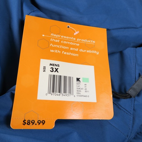 athletech Outerwear Hooded Fleece Lined Blue Black Winter Jacket Coat Men's 3X - Picture 7 of 7