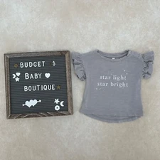RYLEE + CRU Star Light Star Bright Flutter Gray Tee Shirt Size 0-3 Months