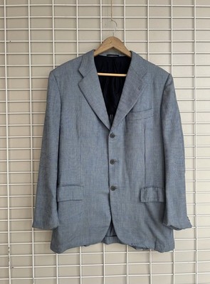 Kiton Napoli Cashmere Blue Micro Check Blazer Herren Größe 50 oder M für...