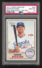 2017 Topps Heritage Real One Autograph Red Ink Hunter Dozier RC Rookie PSA 10