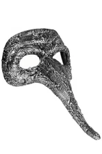 Brand New Textured Long Nose Masquerade Mask (Silver)