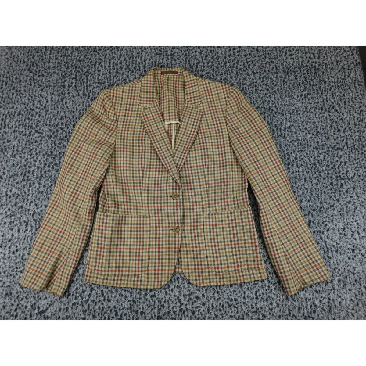 Blazer a Cuadros Burberrys Mujer M Rojo Tostado Vintage Dos Botones Chaqueta de Lana