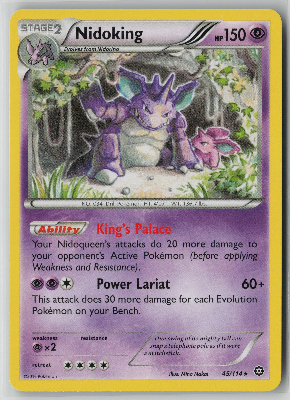 Nidoking 45/114 Pokemon TCG Steam Siege Card 2016 Lightly Played (LP) 1