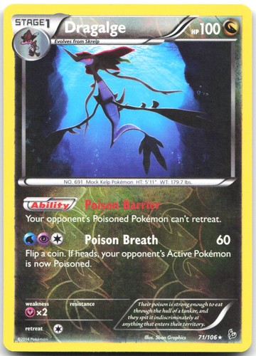 Dragalge 71/106 Rare Flashfire Pokemon Reverse Holo Lightly Played