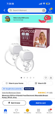 Momcozy S9 Pro-V Hands Free Electronic Wearable Breast Pump, 2Pack, Gray.