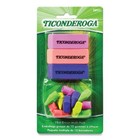 Dixon Ticonderoga 38931 Neon Eraser Multipack, 3 Beveled, 12 Wedge Cap,