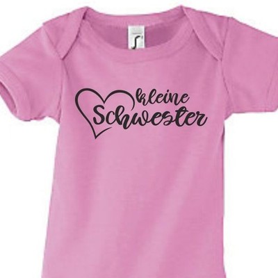 Baby Body Strampler Geburt Geschenk Babybody kleine Schwester Eltern Herz 95