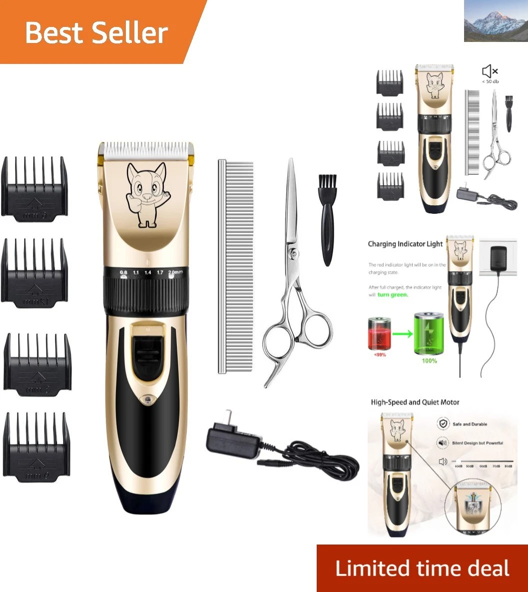Rechargeable Low Noise Pet Hair Clippers - Safe Grooming for Dogs and Cats