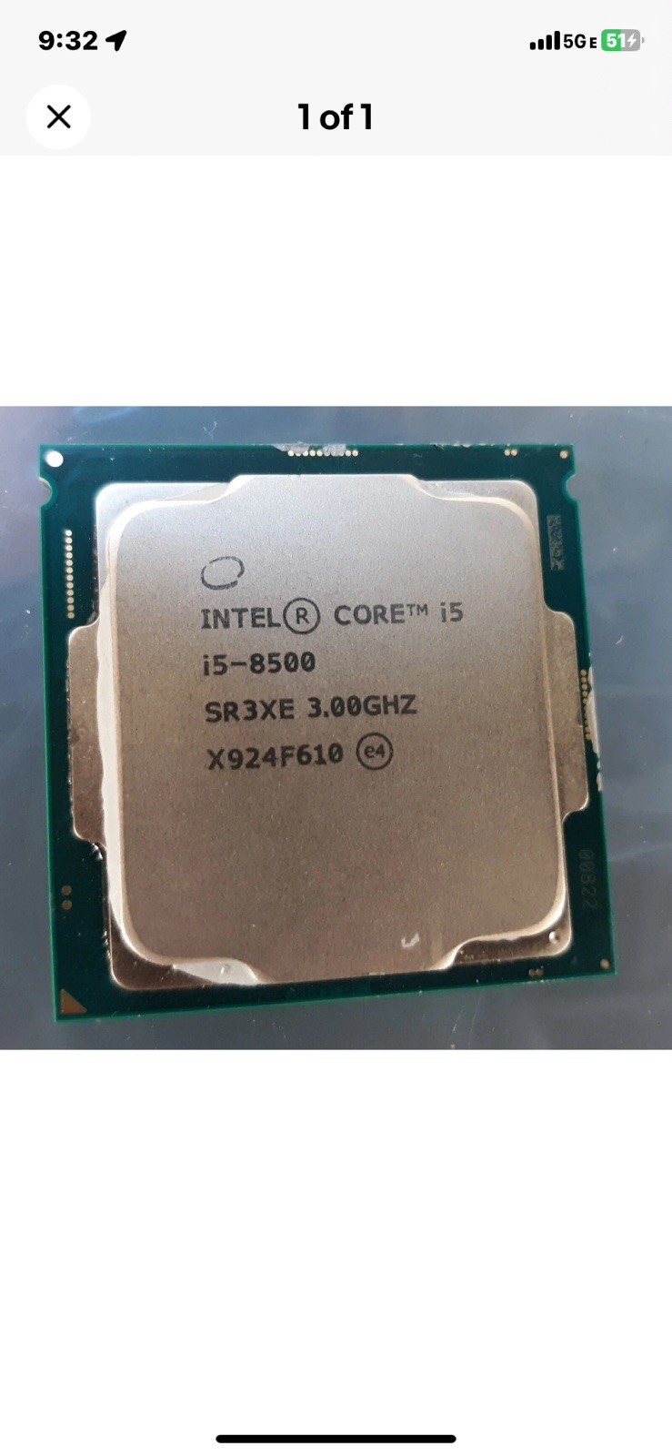 Intel Core i5-8500 SR3XE 3.00GHz 6-Core CPU Desktop Processor