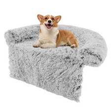 Plush Calming Dog Couch Bed w/ Anti-Slip Bottom Plush Mat for Small Dogs  Cats