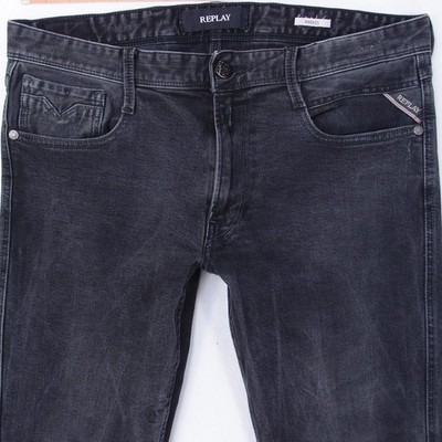 Herrens Replay M914 ANBASS Slim Tapered Elasthan Grau Jeans W32 L32