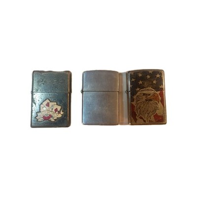 3 Vintage Lighters Zippo Sailor Jerry Old School Flint Strike Flick