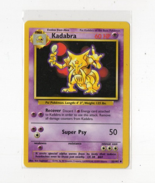 Pokémon Card Kadabra 32/102 Unlimited Pokemon
