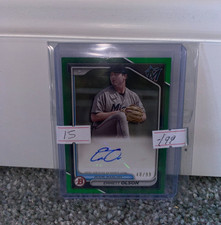2024 Bowman Baseball Emmett Olson Prospect Green Auto Miami Marlins