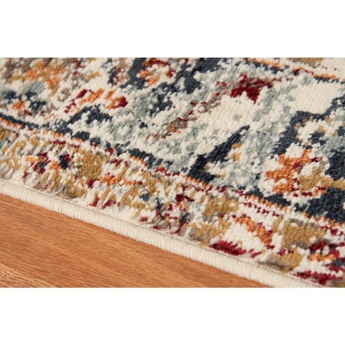 Allure 8 x 10 Ivory/Navy Blue Medallion Pattern Area Rug for High Traffic Living - Picture 2 of 7