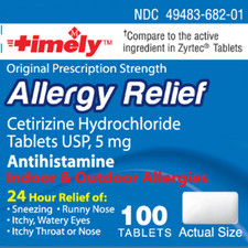 Timely Cetirizine 5mg 100 count EXP 03/31/2026