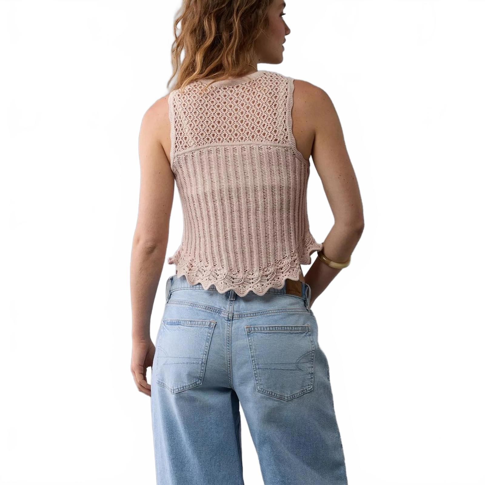 AE Mixed Stitch Sweater Tank Top American Eagle NWT Hushed Violet XL image 2