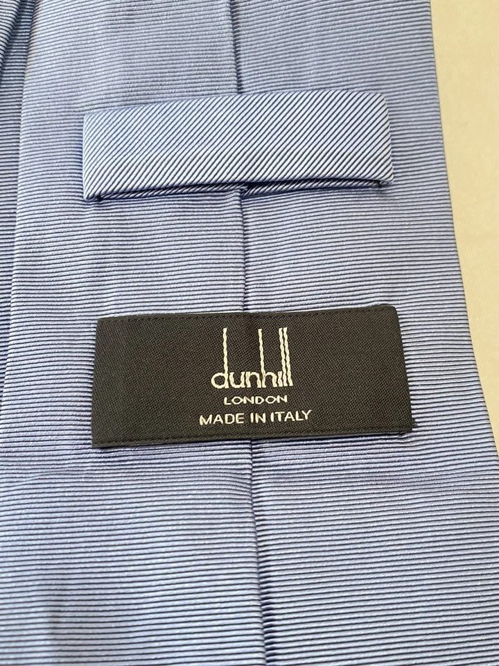 Corbata de hombre Dunhill azul pura seda con un detallado patrón de rayas m en Italia EX CON Foto 3 de 4