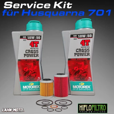Service Kit Ölwechsel Ölfilter Motorex Cross Power 10W50 passt für Husqvarna 701
