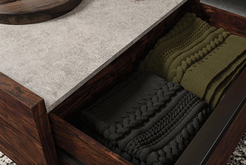 Mesa de centro cuadrada moderna Sauder Manhattan Gate (acabado rico en nogal) Foto 3 de 4