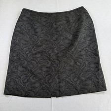Vintage Kasper Black Brocade Pencil Skirt Metallic Textured Jacquard Lined Skirt