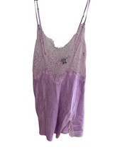 Victoria  s Secret Lavender Embossed Lace Babydoll Nightgown Adjustable Straps S