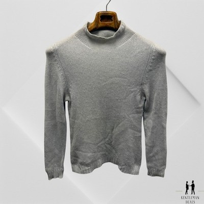 Malo Gray High Neck  Open Knit 100% Cashmere Sweater 40 IT S Small Womens