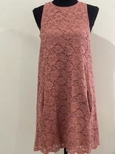 MNG by Mango M Pink Lace Sleeveless Dress with Pockets Above Knee 216