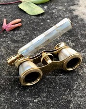Vintage Brass Opera Glasses Mother of Pearl  Handle Brass Fittings France