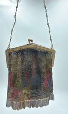Antique 1920 s Art Deco Whiting Davis Mesh Metal Purse Flapper Bag Multicolor