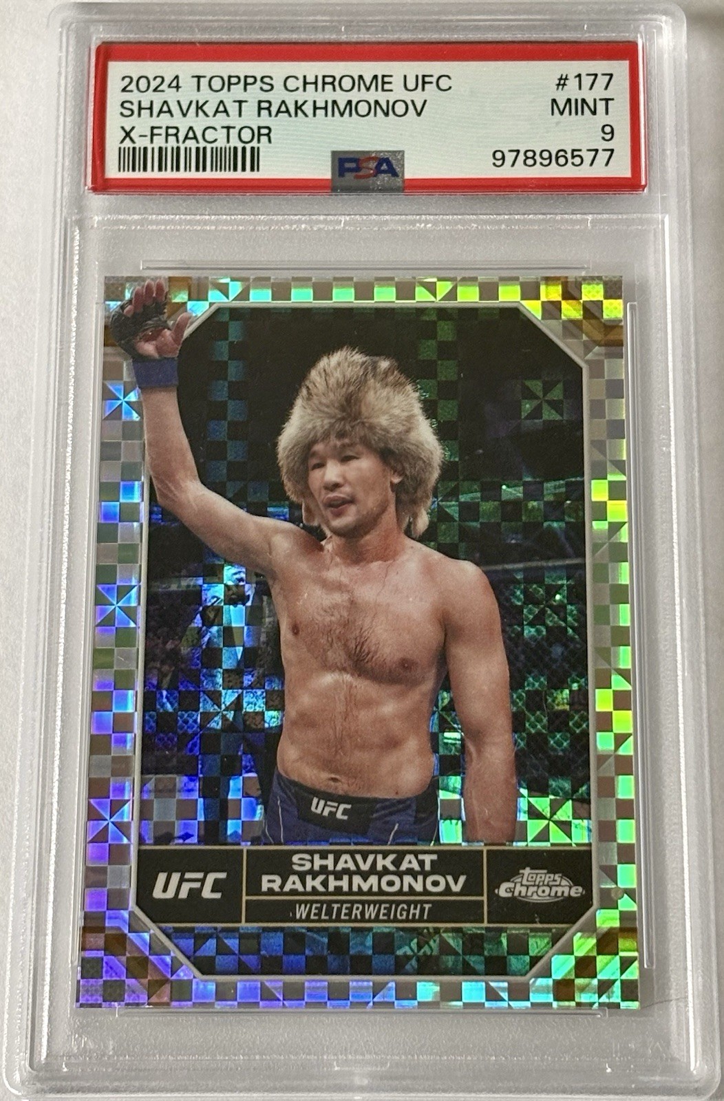 2024 Topps Chrome UFC Shavkat Rakhmonov X-fractor PSA 9