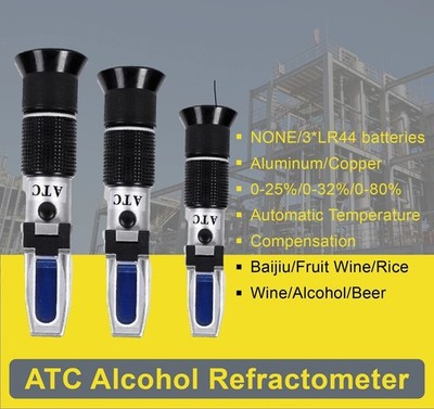 Refractometer ATC Alcohol 0-80% Meter Tester Beer Wine Liquor Portable Handheld