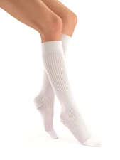 Jobst Sosoft Compression Socks 20-30 Mmhg Knee High, Ribbed, Closed Toe, White, 