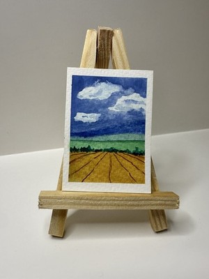 Original ACEO ' Field, 8am  By Angela Bowens  ( ACEOANGELA )