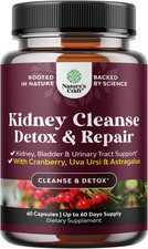 Advanced Kidney Support Supplement - Kidney Cleanse Detox  Repair Cranberry Ext