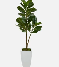 4Ft. Fiddle Leaf Fig Artificial Tree in White Metal Planter