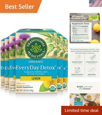 Organic EveryDay Detox Tea - Lemon Flavor for Healthy Skin & Liver, 96 Bags