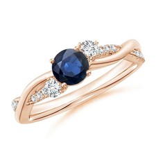 Blue Sapphire Stone 925 Sterling Silver Prong Wife Three-stone Wedding Ring