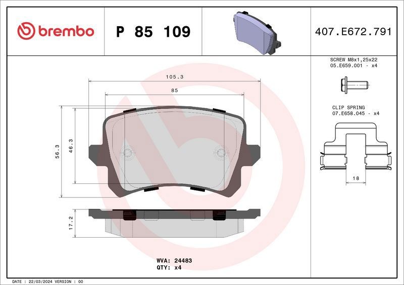 Brake Pads Set fits SEAT ALHAMBRA 710 2.0 Rear 10 to 12 CCZA Brembo 1K0698451L - Image 31