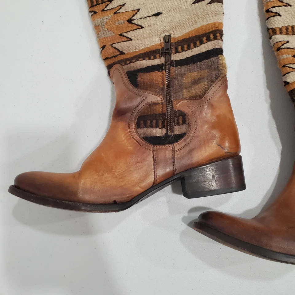Botas Freebird by Steven Sun para mujer talla 10 cuero marrón tejido azteca hasta la rodilla Foto 4 de 4