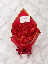 Eternal Rose Bouquet 30 Red Roses Forever Silk Roses 🌹Personalised Gift Idea