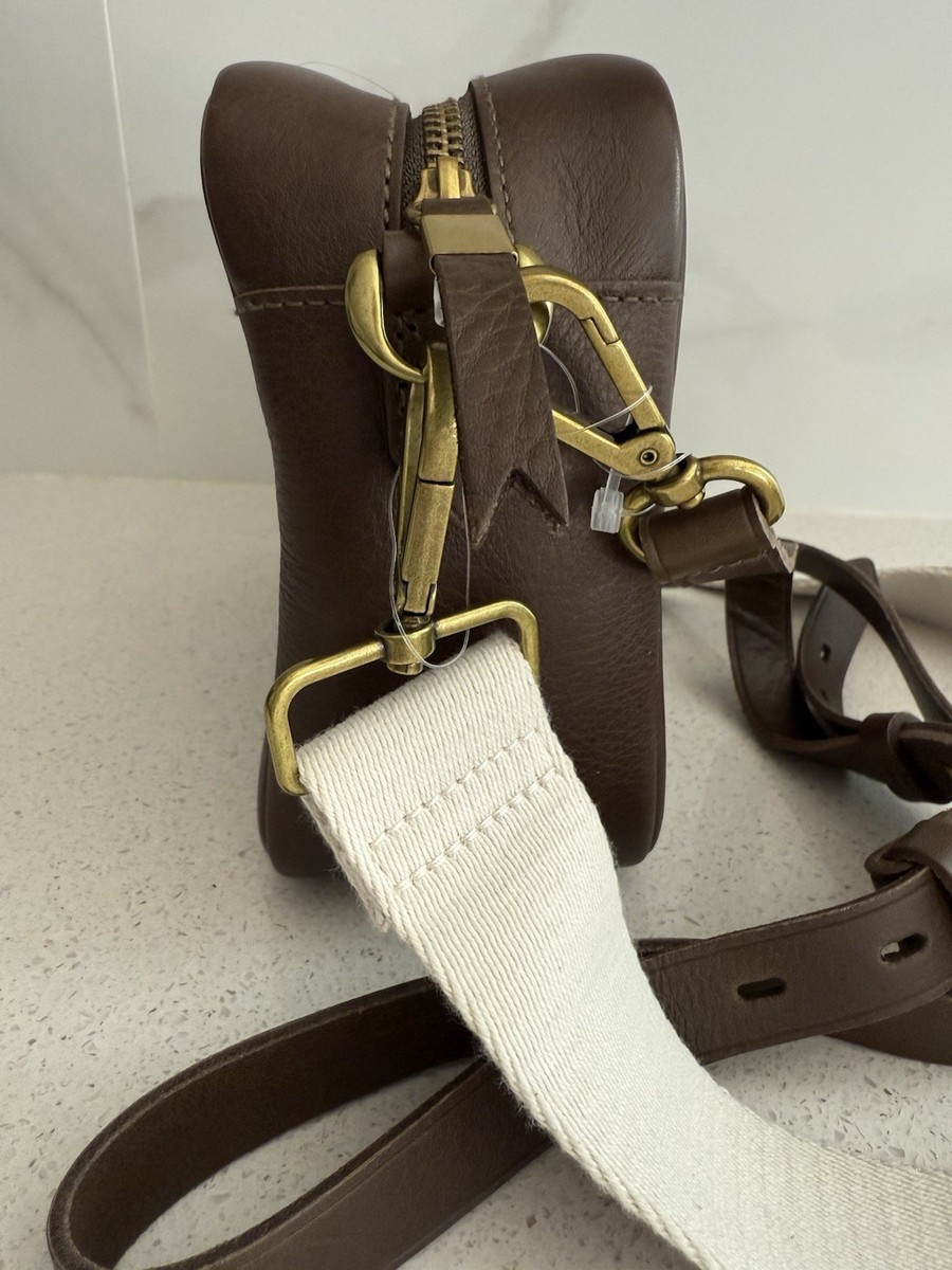 バッグ　ブラウン Madewell The Transport Chocolate Brown Leather and Suede Camera