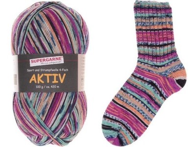 Supergarne Aktiv Sock yarn 4-ply superwash 100g/459yd 4HER #35505