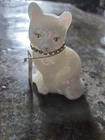 Fenton August Birthstone Cat Iridescent Glass Figurine With Tag Handmade USA